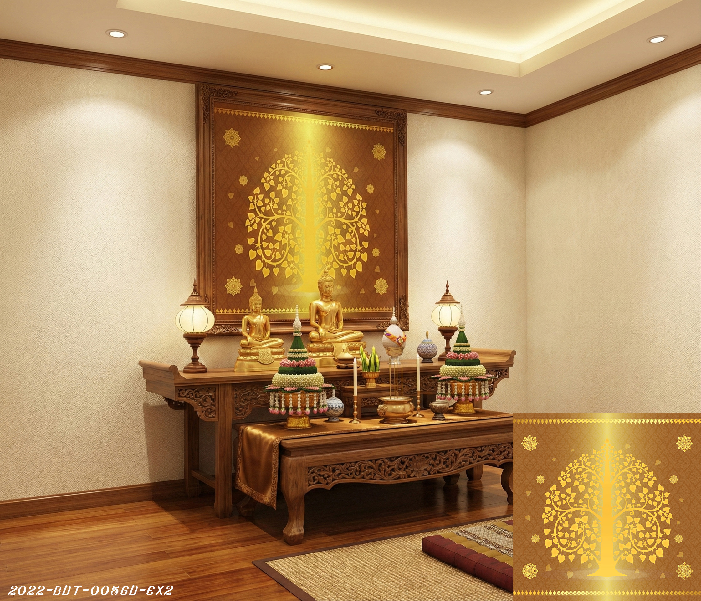 ภาพต้นโพธิ์ทอง แต่งห้องพระ