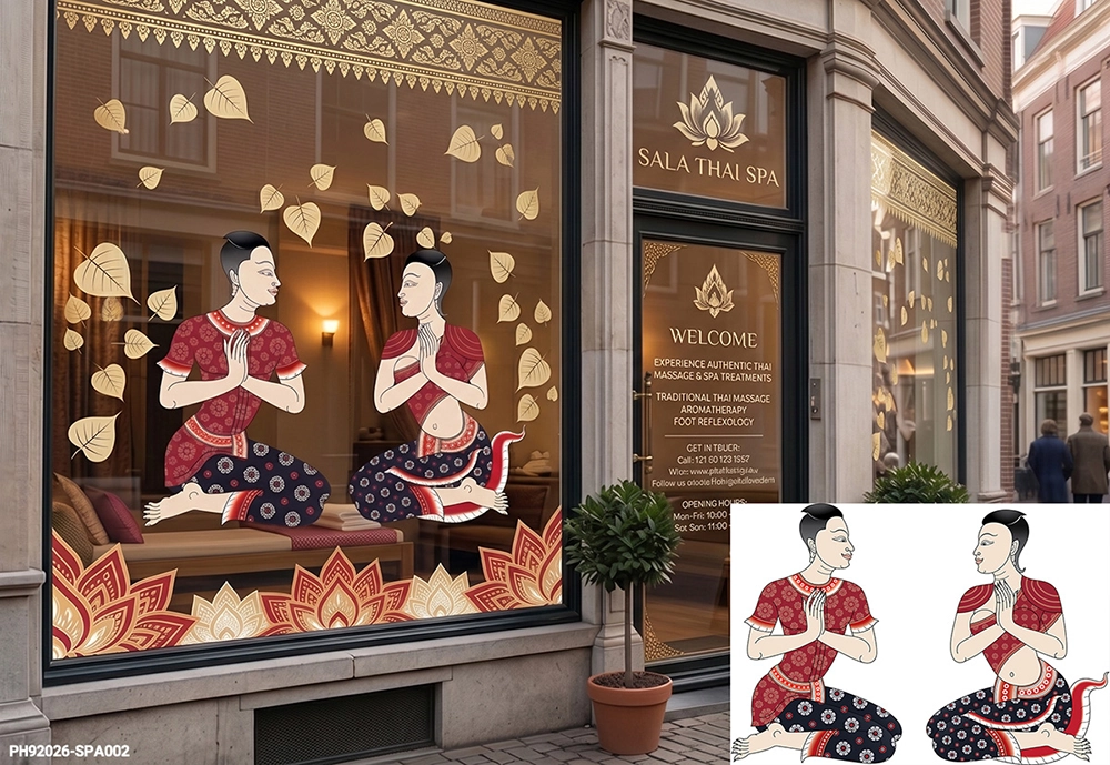 สติ๊กเกอร์ติดกระจก ร้านนวด สปาไทย