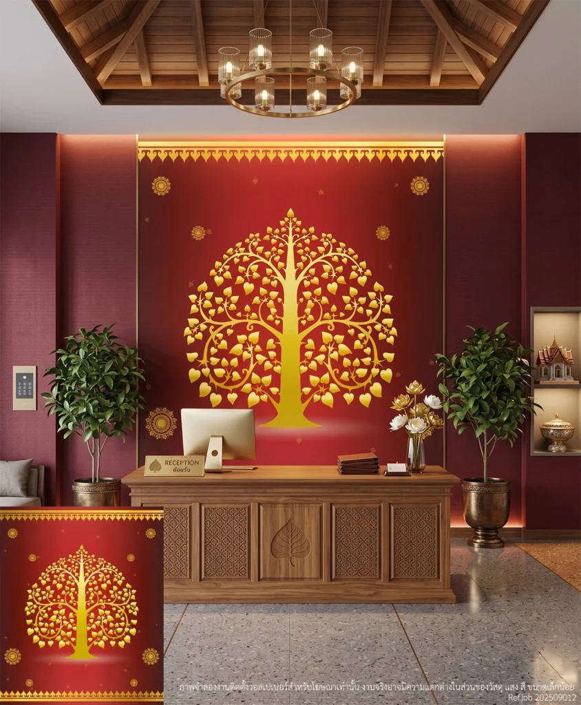 วอลเปเปอร์ภาพพิมพ์ต้นโพธิ์ทอง แดง