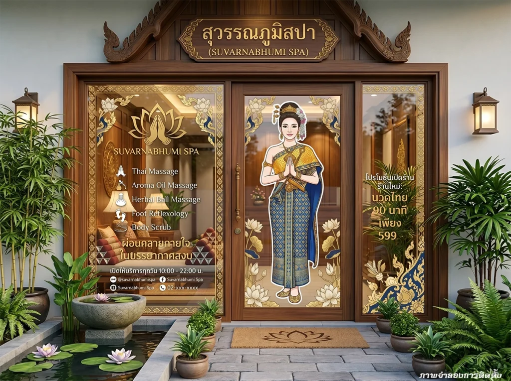 สติ๊กเกอร์แต่งร้านนนวด สปาไทย ร้านอาหารไทย